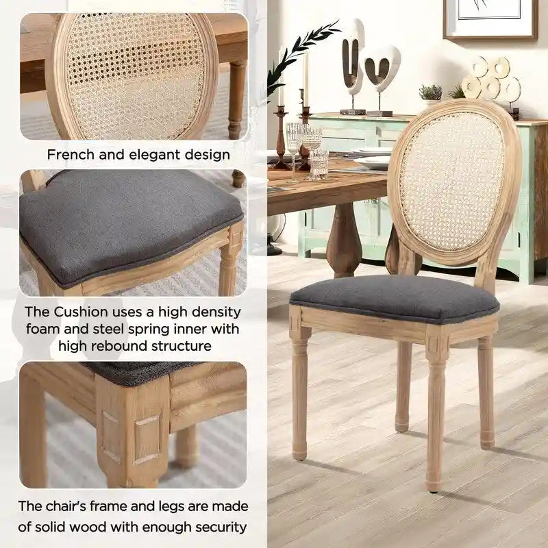 Set di 4 sedie da pranzo francesi con borchie