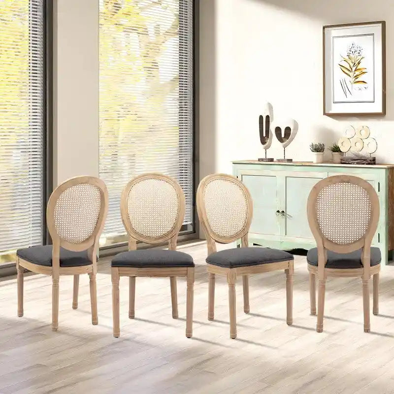 Set di 4 sedie da pranzo francesi con borchie