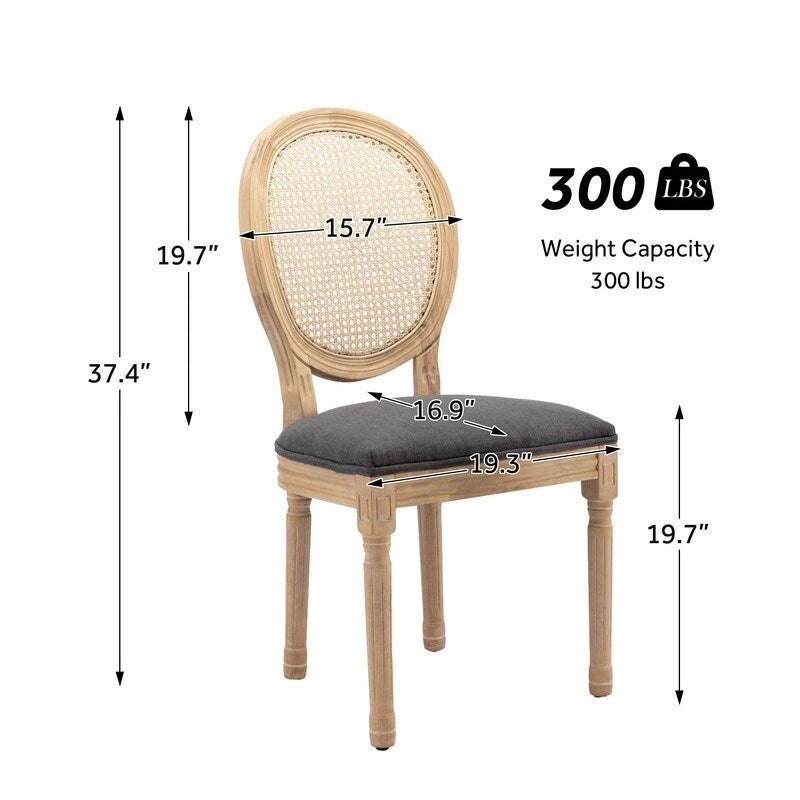 Set di 4 sedie da pranzo francesi con borchie