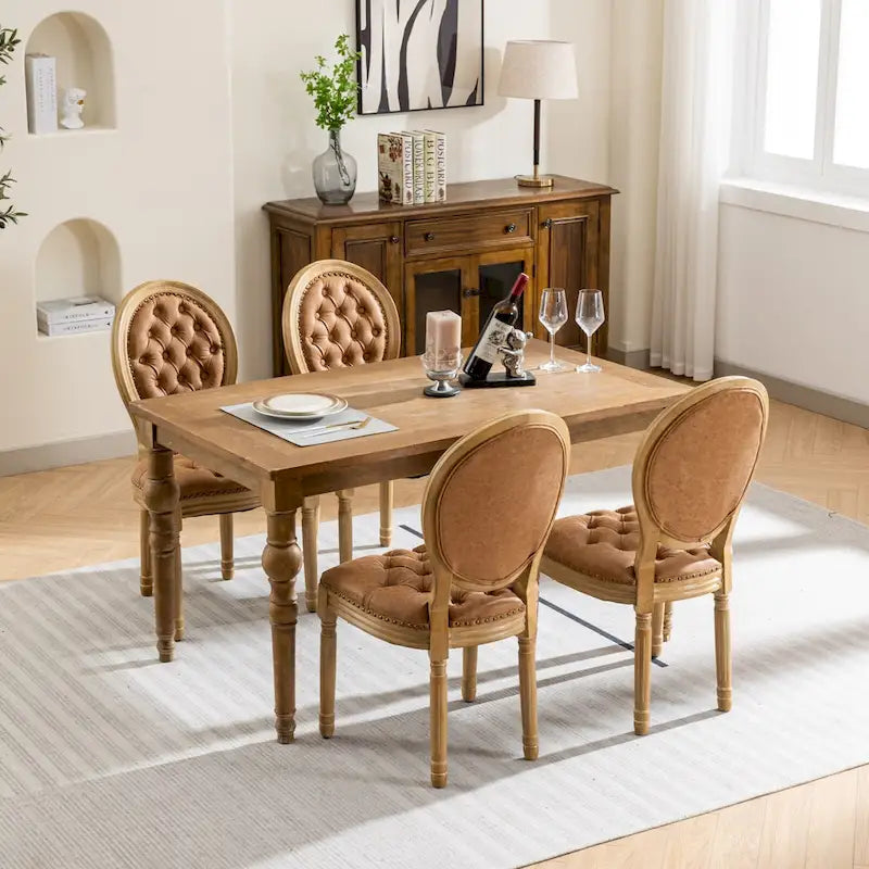 Set di 4 sedie da pranzo francesi con borchie