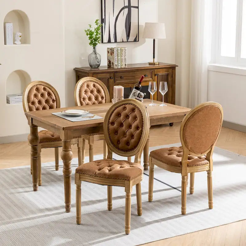 Set di 4 sedie da pranzo francesi con borchie