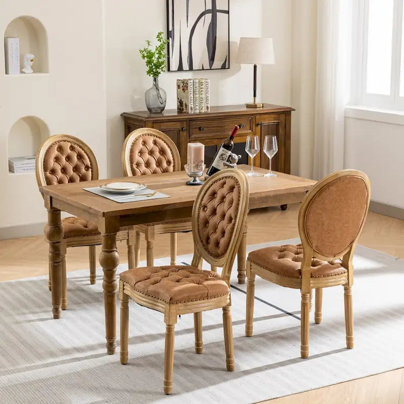 Set di 4 sedie da pranzo francesi con borchie