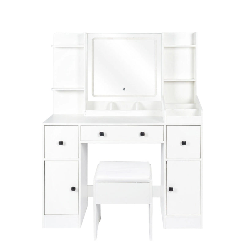 Vanity Desk with Mirror and Lights Makeup Desk with Drawers and Cabinet Vanity Table with Led Light Big Makeup Table