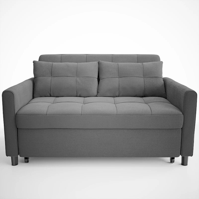 Divanetto trasformabile 3 in 1, divano letto futon con letto estraibile e schienale regolabile
