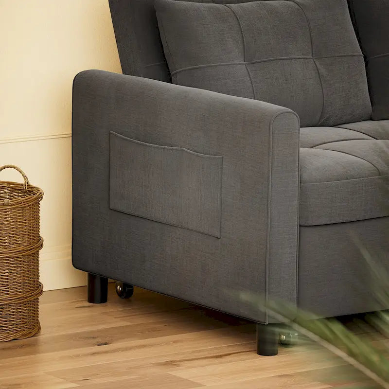 Divanetto trasformabile 3 in 1, divano letto futon con letto estraibile e schienale regolabile