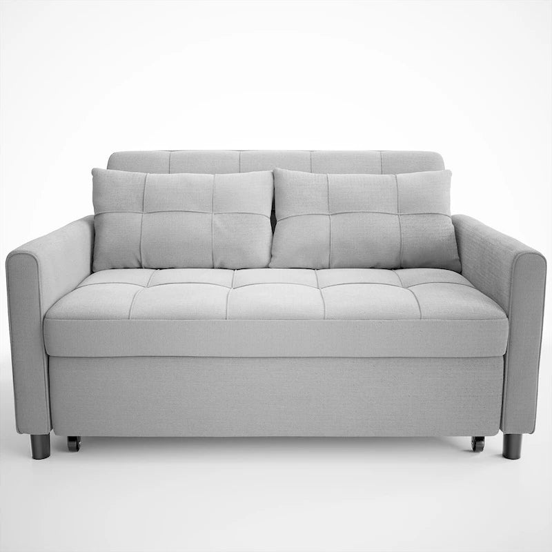 Divanetto trasformabile 3 in 1, divano letto futon con letto estraibile e schienale regolabile