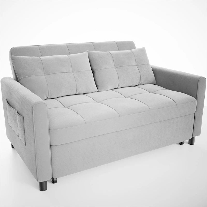 Divanetto trasformabile 3 in 1, divano letto futon con letto estraibile e schienale regolabile