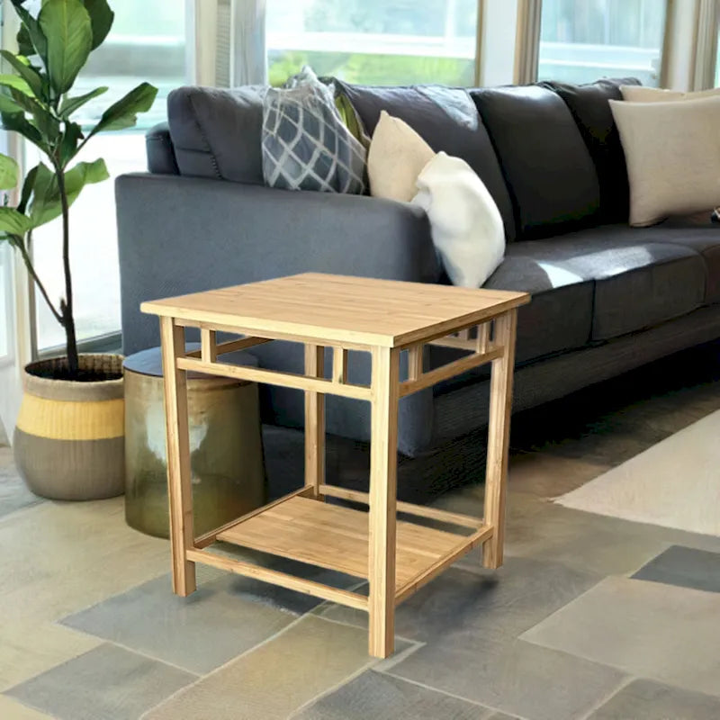 Zen End Table with Shelf in Natural