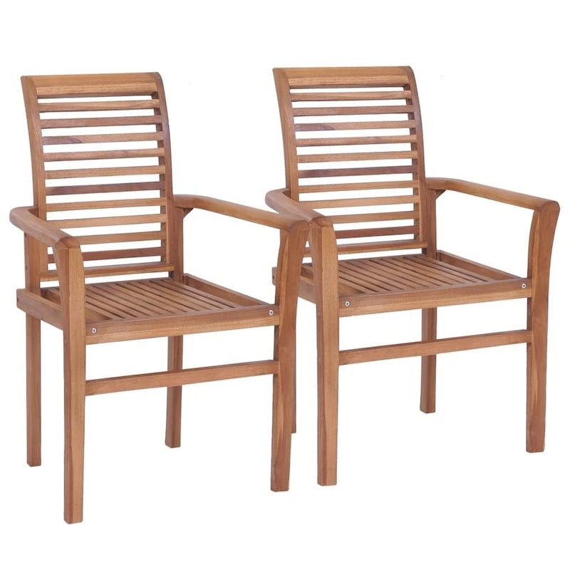 vidaXL Sedie da Giardino Impilabili 4 pz in Teak Massello