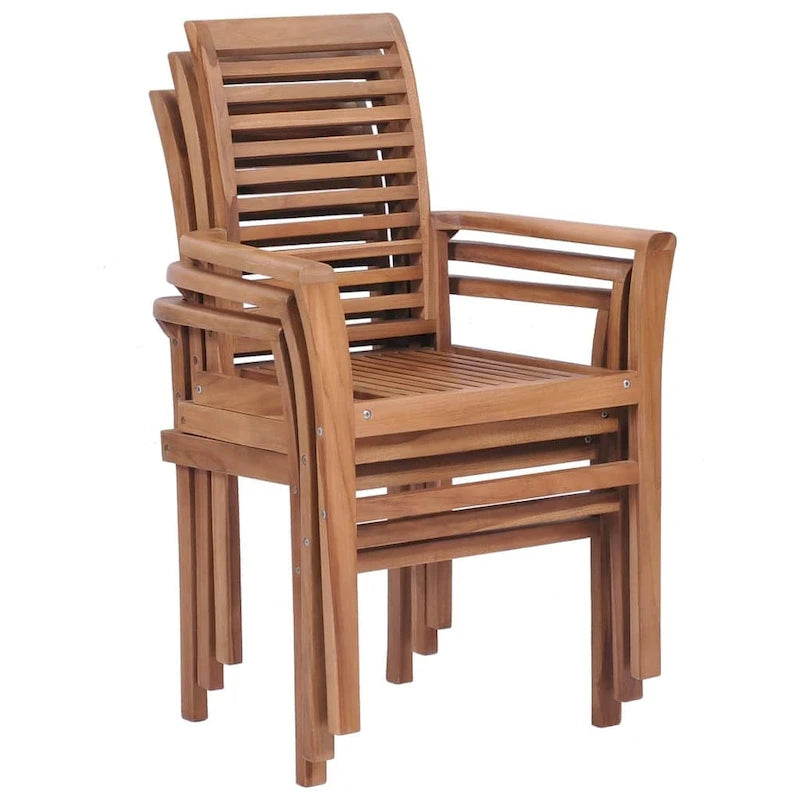 vidaXL Sedie da Giardino Impilabili 4 pz in Teak Massello