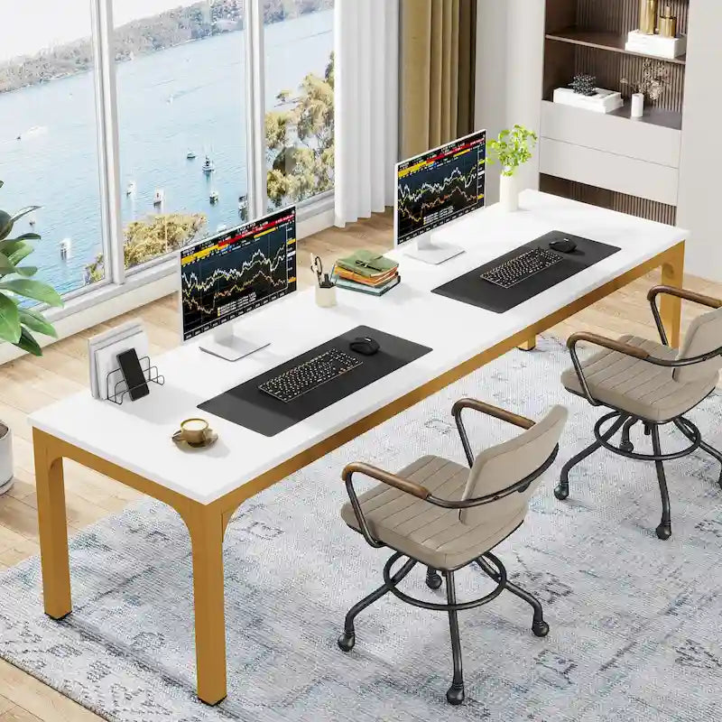 Scrivania extra lunga 78,7 pollici per 2 persone, ampia workstation da ufficio/studio