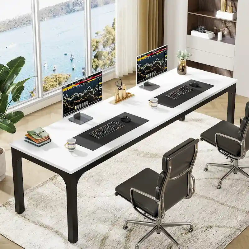 Scrivania extra lunga 78,7 pollici per 2 persone, ampia workstation da ufficio/studio