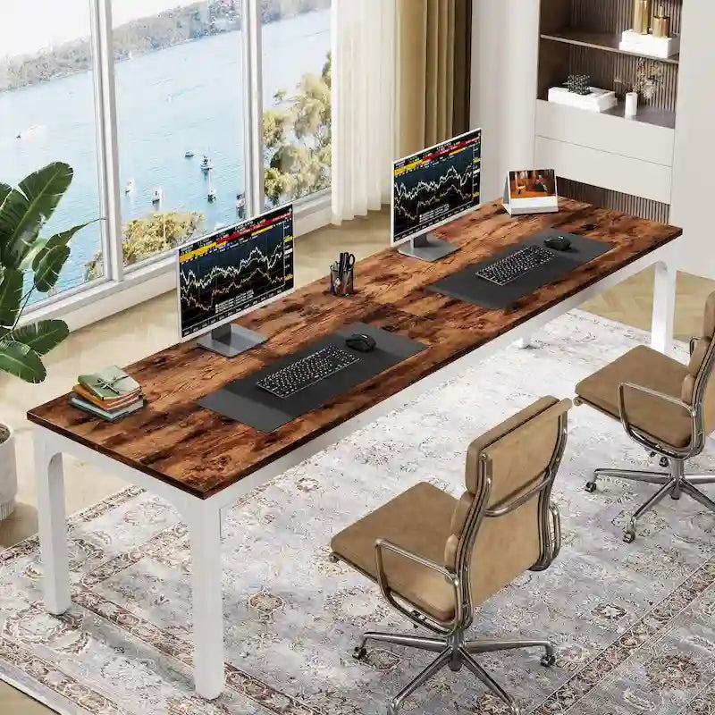 Scrivania extra lunga 78,7 pollici per 2 persone, ampia workstation da ufficio/studio