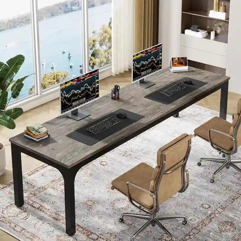 Scrivania extra lunga 78,7 pollici per 2 persone, ampia workstation da ufficio/studio