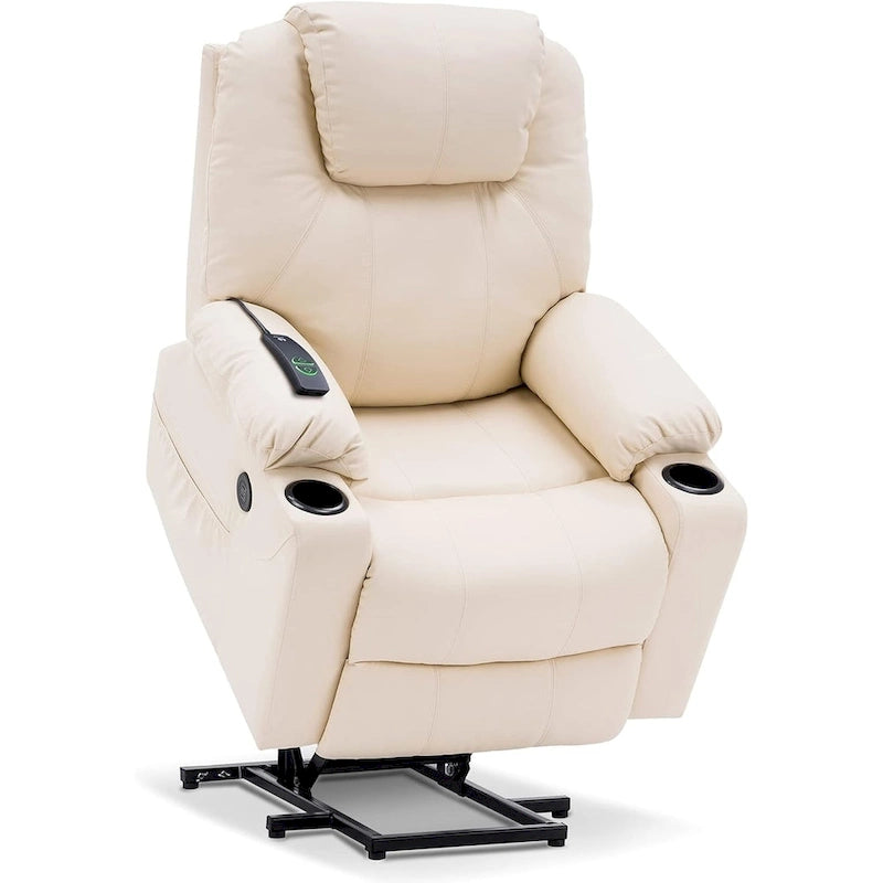 MCombo Poltrona Reclinabile Elettrica Alzapersona con Massaggio e Riscaldamento, 3 Posizioni, Porte USB, Similpelle 7040