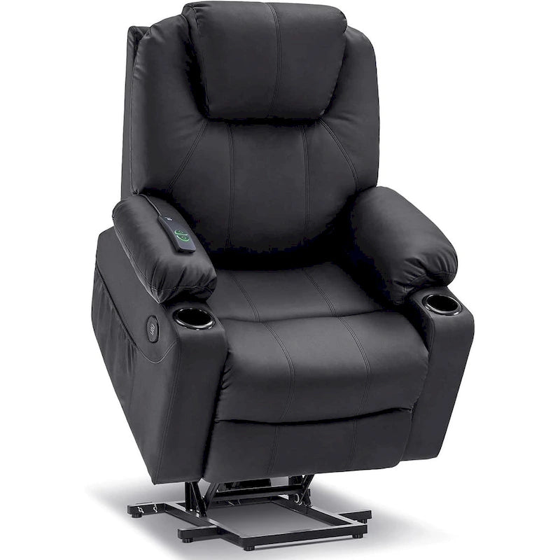 MCombo Poltrona Reclinabile Elettrica Alzapersona con Massaggio e Riscaldamento, 3 Posizioni, Porte USB, Similpelle 7040