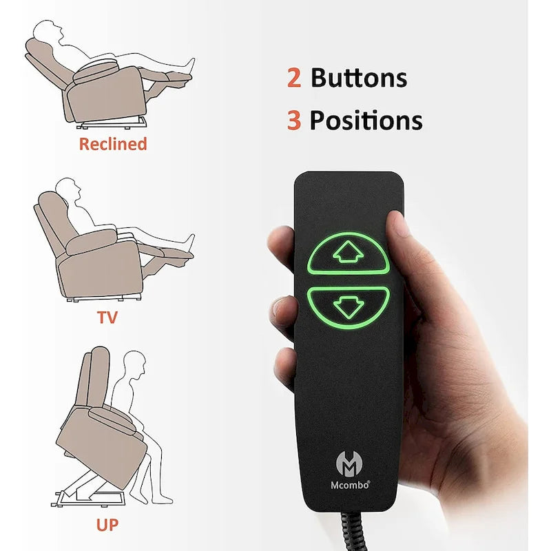 MCombo Poltrona Reclinabile Elettrica Alzapersona con Massaggio e Riscaldamento, 3 Posizioni, Porte USB, Similpelle 7040