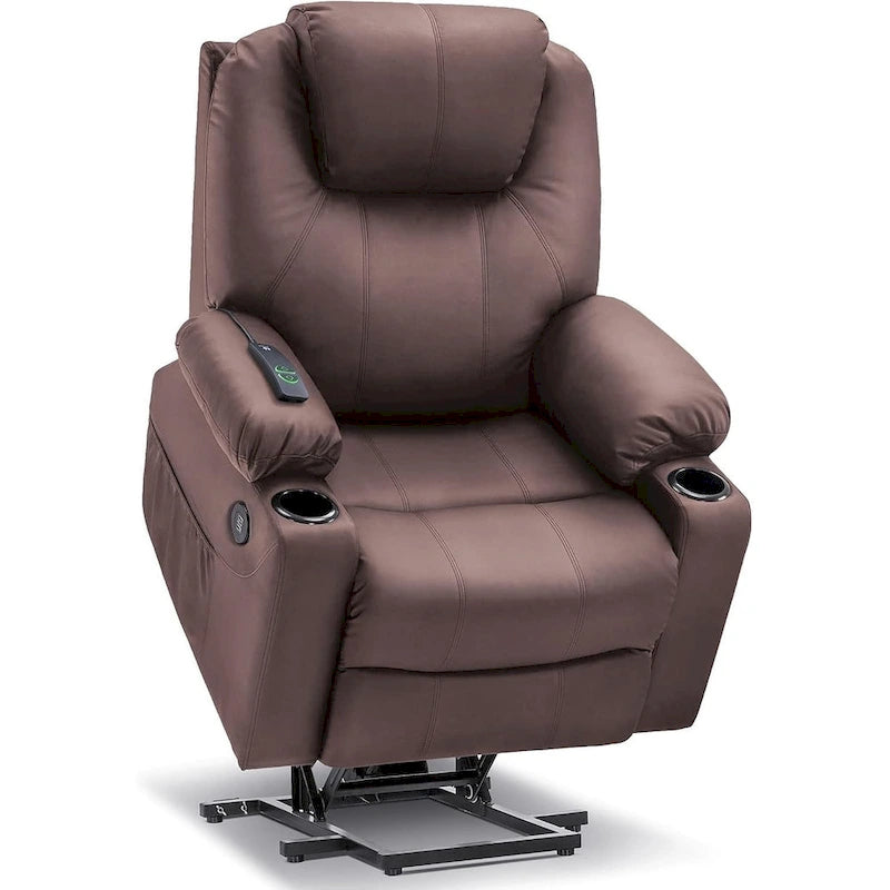 MCombo Poltrona Reclinabile Elettrica Alzapersona con Massaggio e Riscaldamento, 3 Posizioni, Porte USB, Similpelle 7040