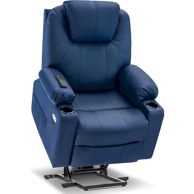 MCombo Poltrona Reclinabile Elettrica Alzapersona con Massaggio e Riscaldamento, 3 Posizioni, Porte USB, Similpelle 7040