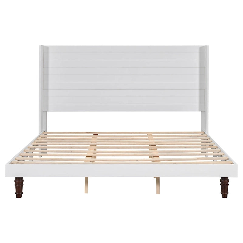 Letto King Size con Piattaforma Elegante Testiera Alta Comodo Design a Schienale Alto