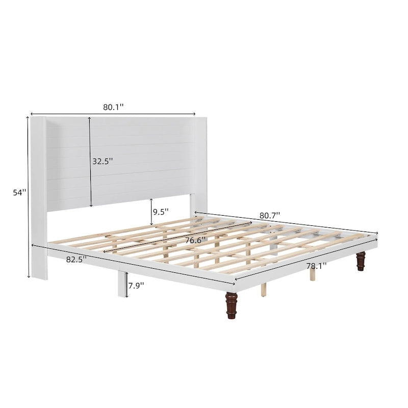 Letto King Size con Piattaforma Elegante Testiera Alta Comodo Design a Schienale Alto