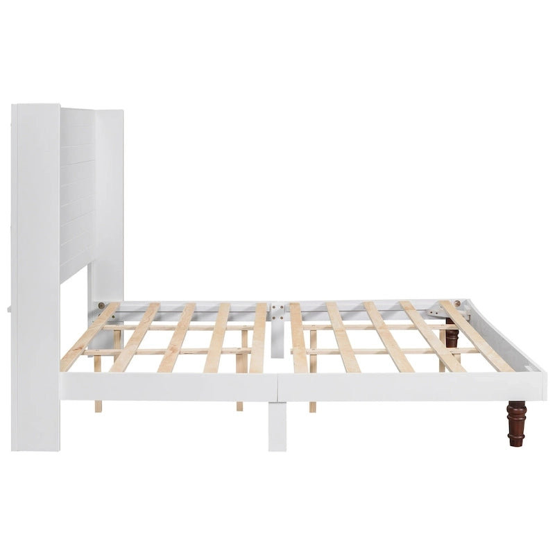 Letto King Size con Piattaforma Elegante Testiera Alta Comodo Design a Schienale Alto