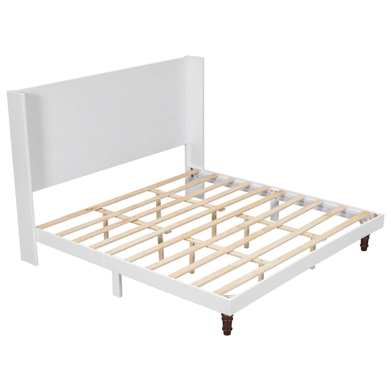 Letto King Size con Piattaforma Elegante Testiera Alta Comodo Design a Schienale Alto