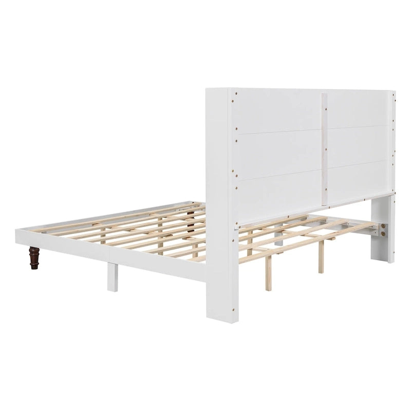 Letto King Size con Piattaforma Elegante Testiera Alta Comodo Design a Schienale Alto