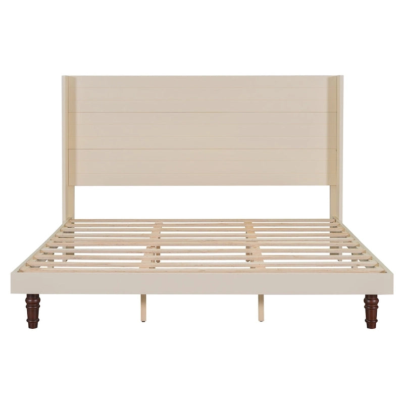 Letto King Size con Piattaforma Elegante Testiera Alta Comodo Design a Schienale Alto