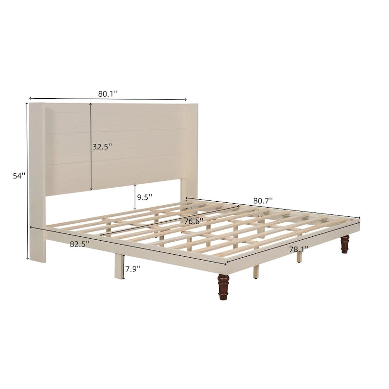 Letto King Size con Piattaforma Elegante Testiera Alta Comodo Design a Schienale Alto