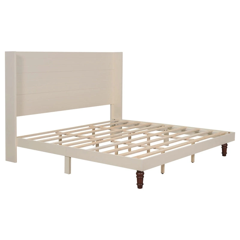 Letto King Size con Piattaforma Elegante Testiera Alta Comodo Design a Schienale Alto