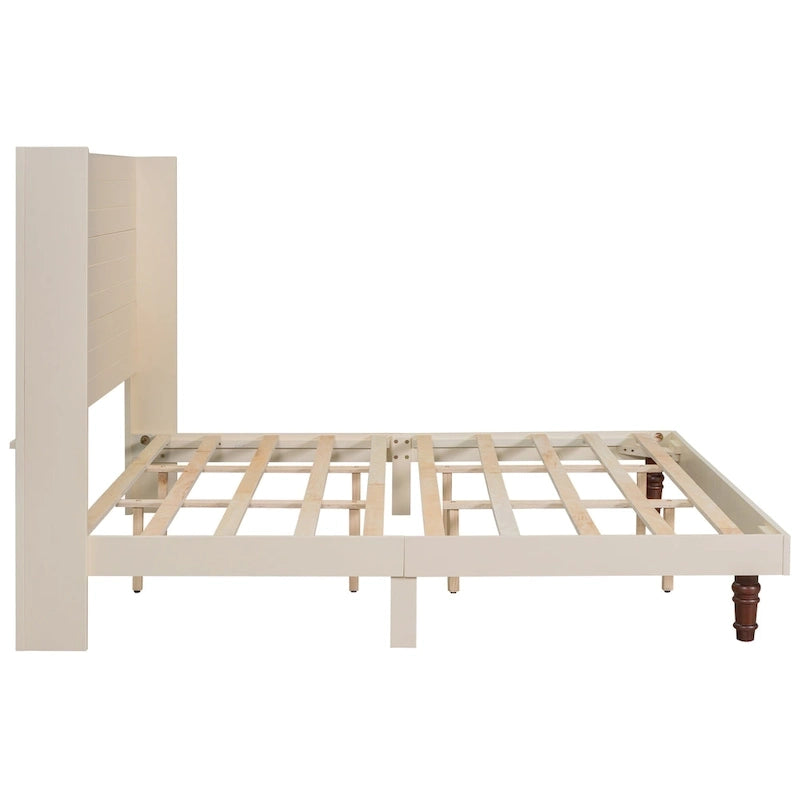 Letto King Size con Piattaforma Elegante Testiera Alta Comodo Design a Schienale Alto