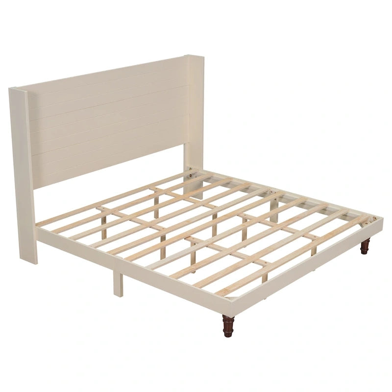 Letto King Size con Piattaforma Elegante Testiera Alta Comodo Design a Schienale Alto