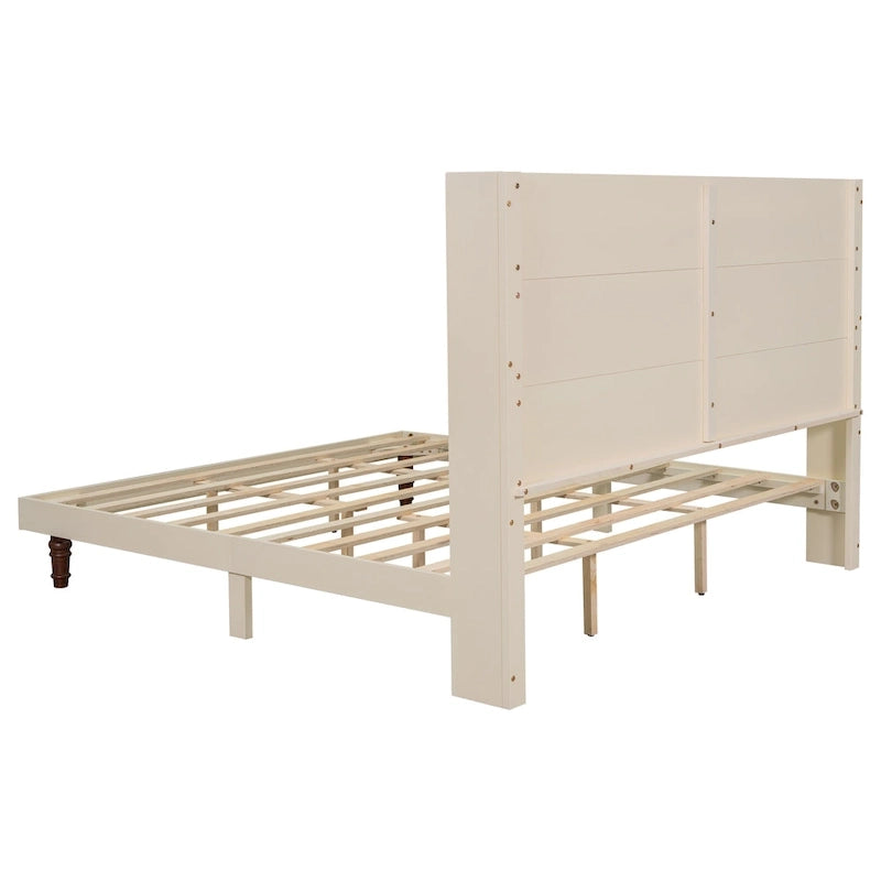 Letto King Size con Piattaforma Elegante Testiera Alta Comodo Design a Schienale Alto