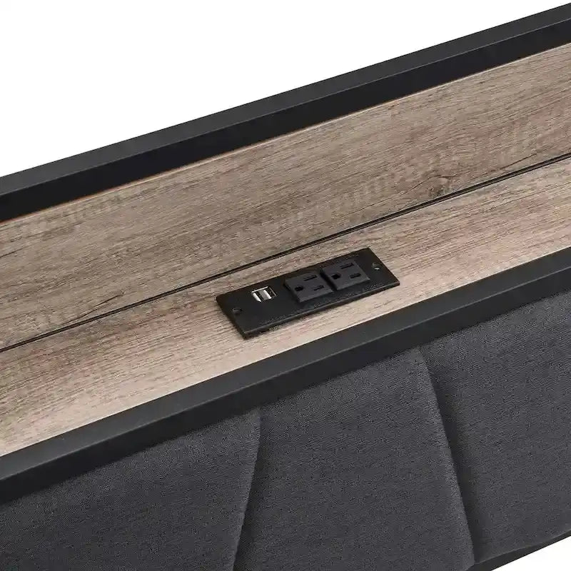 Letto a Piattaforma in Metallo con Cassetti e Testiera Contenitore