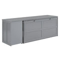 Grey Queen Murphy Bed with Rotating Desk and Shelves - Pine Wood and MDF Space-Saving Design
