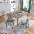 Set da pranzo rustico da 5 pezzi con tavolo rettangolare salvaspazio e 4 sedie imbottite