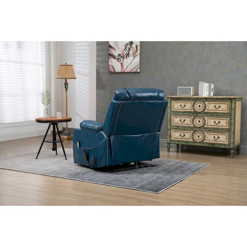 Poltrona reclinabile elettrica oversize in similpelle con massaggio, riscaldamento lombare, portabicchieri, reclinazione piatta a 180 gradi