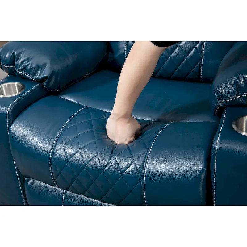 Poltrona reclinabile elettrica oversize in similpelle con massaggio, riscaldamento lombare, portabicchieri, reclinazione piatta a 180 gradi