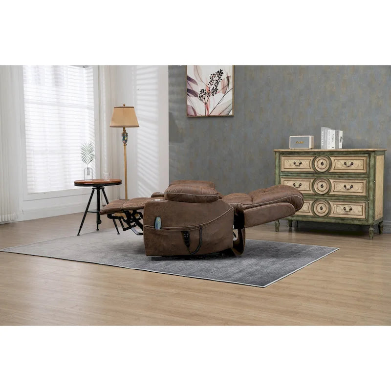 Poltrona reclinabile elettrica oversize in similpelle con massaggio, riscaldamento lombare, portabicchieri, reclinazione piatta a 180 gradi