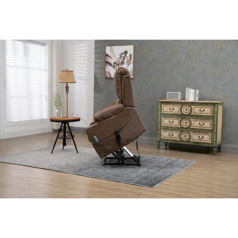 Poltrona reclinabile elettrica oversize in similpelle con massaggio, riscaldamento lombare, portabicchieri, reclinazione piatta a 180 gradi