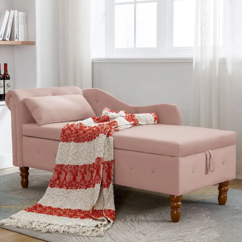 Chaiselongue imbottita in velluto rosa 58,26