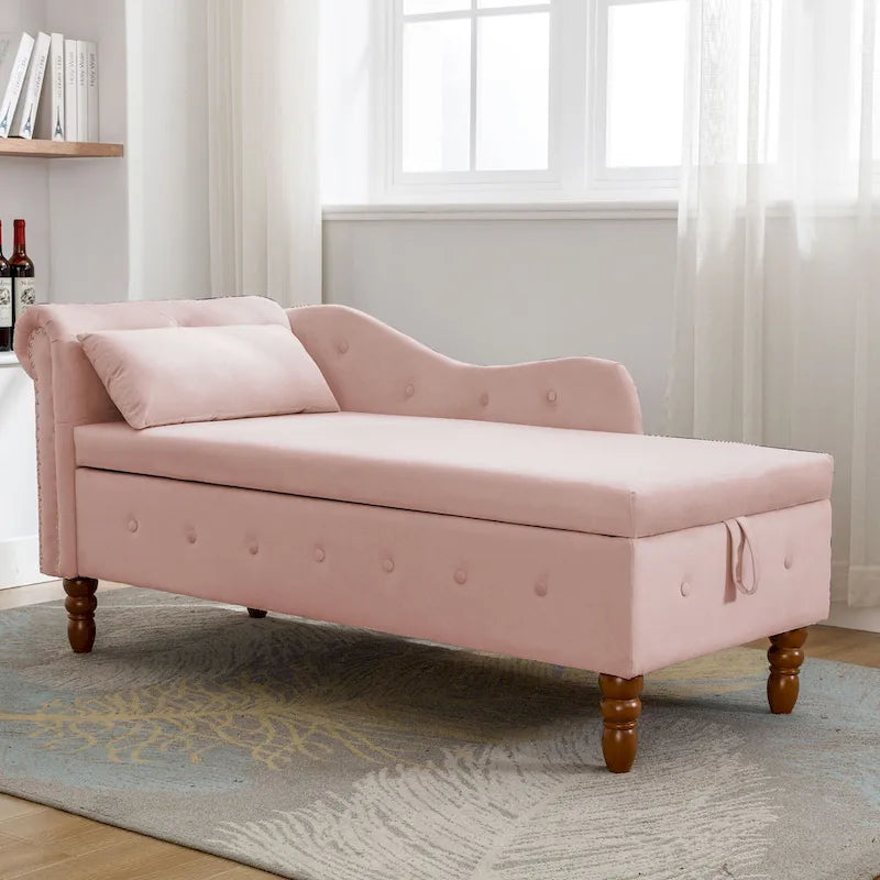 Chaiselongue imbottita in velluto rosa 58,26