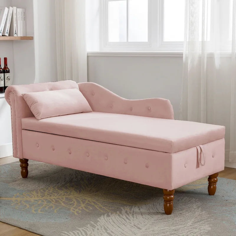 Chaiselongue imbottita in velluto rosa 58,26