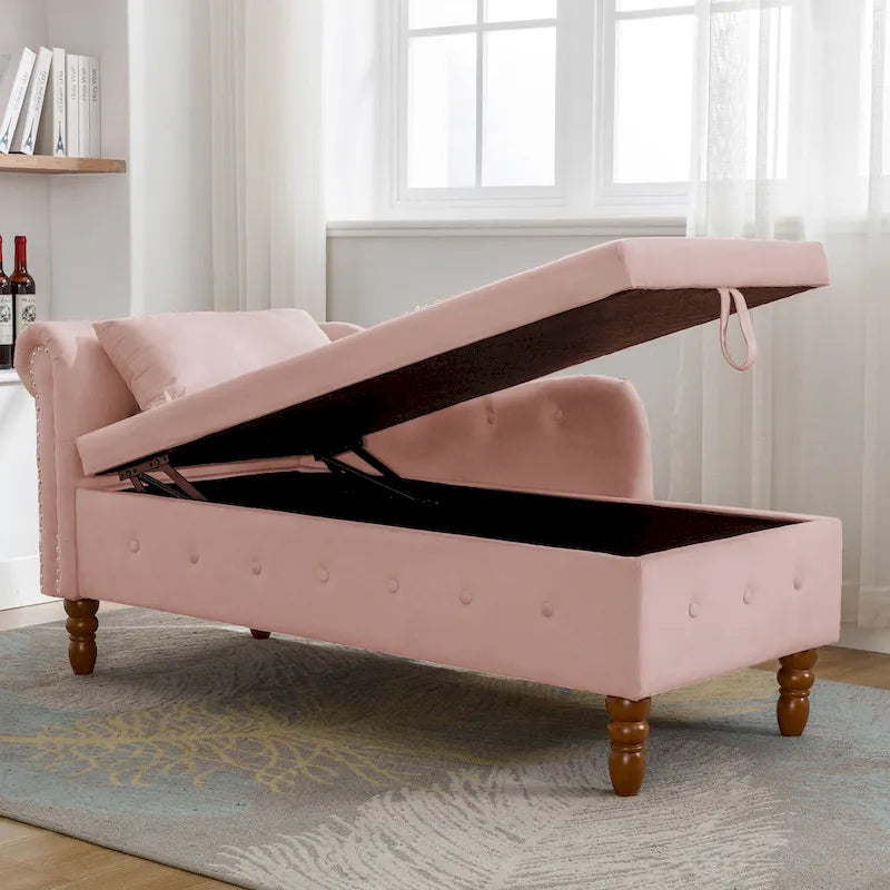 Chaiselongue imbottita in velluto rosa 58,26