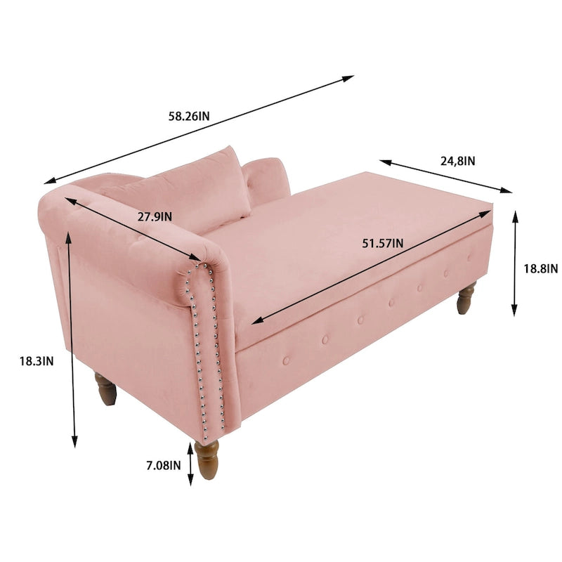Chaiselongue imbottita in velluto rosa 58,26
