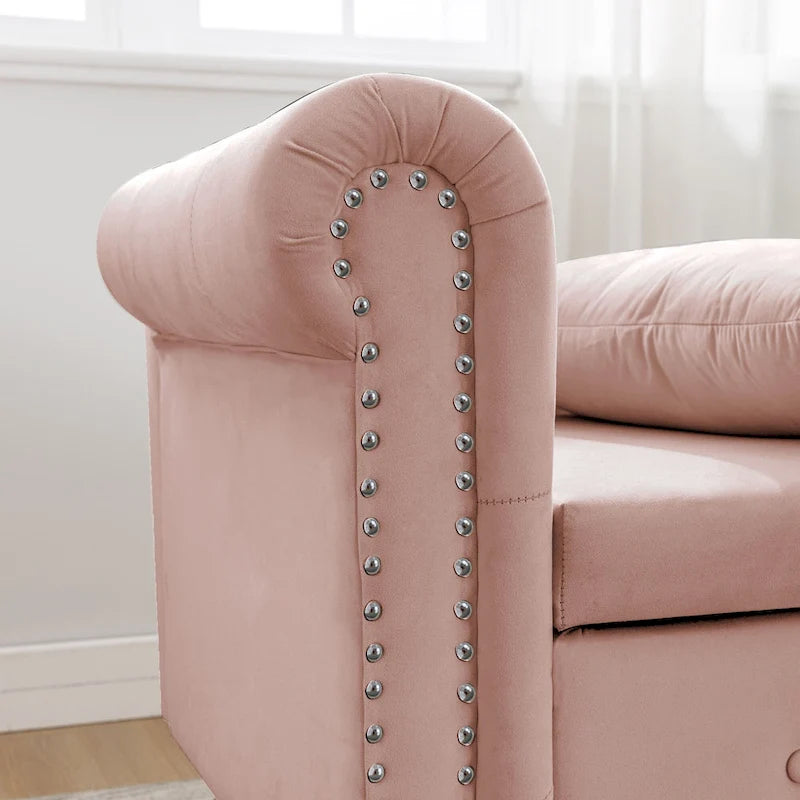 Chaiselongue imbottita in velluto rosa 58,26