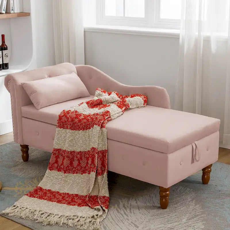 Chaiselongue imbottita in velluto rosa 58,26