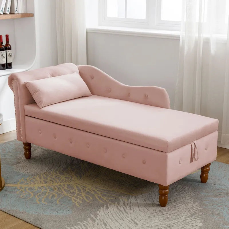 Chaiselongue imbottita in velluto rosa 58,26