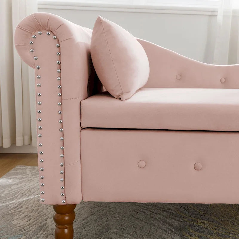 Chaiselongue imbottita in velluto rosa 58,26